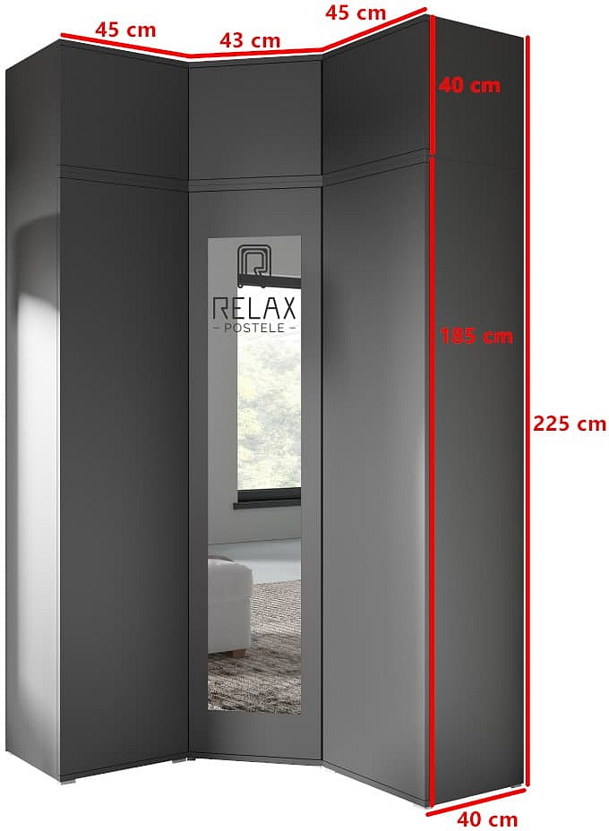 Rohová skříň Emi 41 - grafit