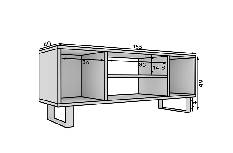 Televizní stolek Lofter 155 cm - dub Craft/černá