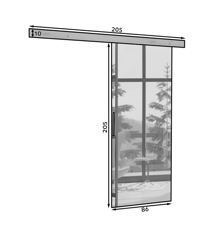 Posuvné dveře se zrcadlem Tess - 86 cm