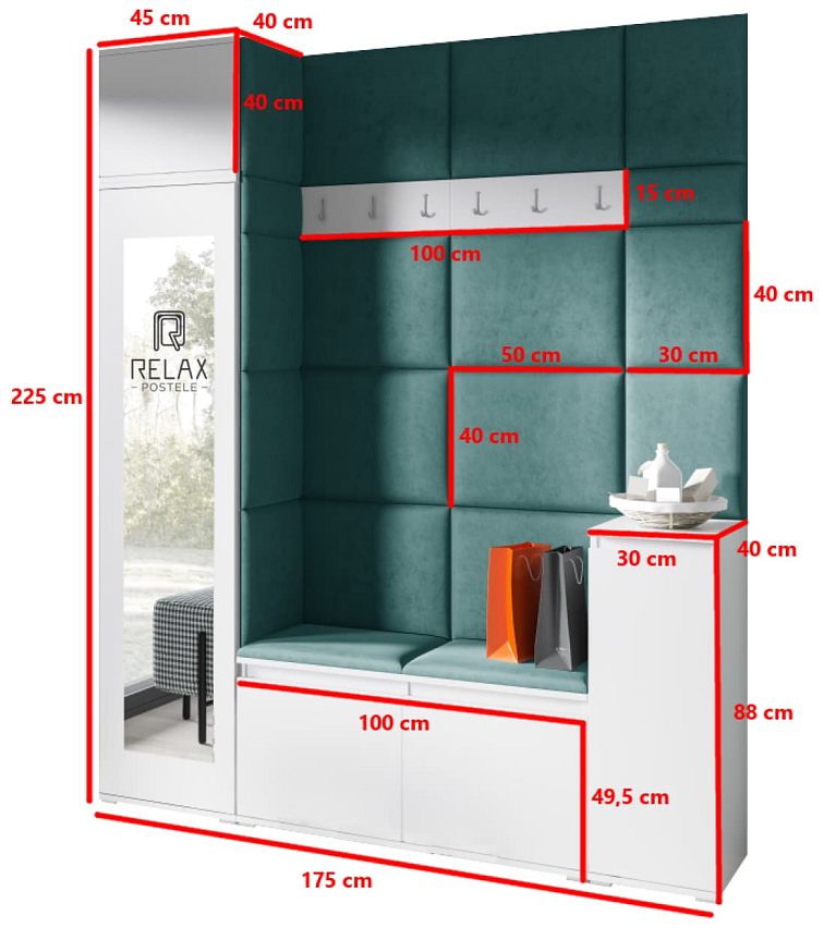 Předsíňová stěna Emi 29 - bílá