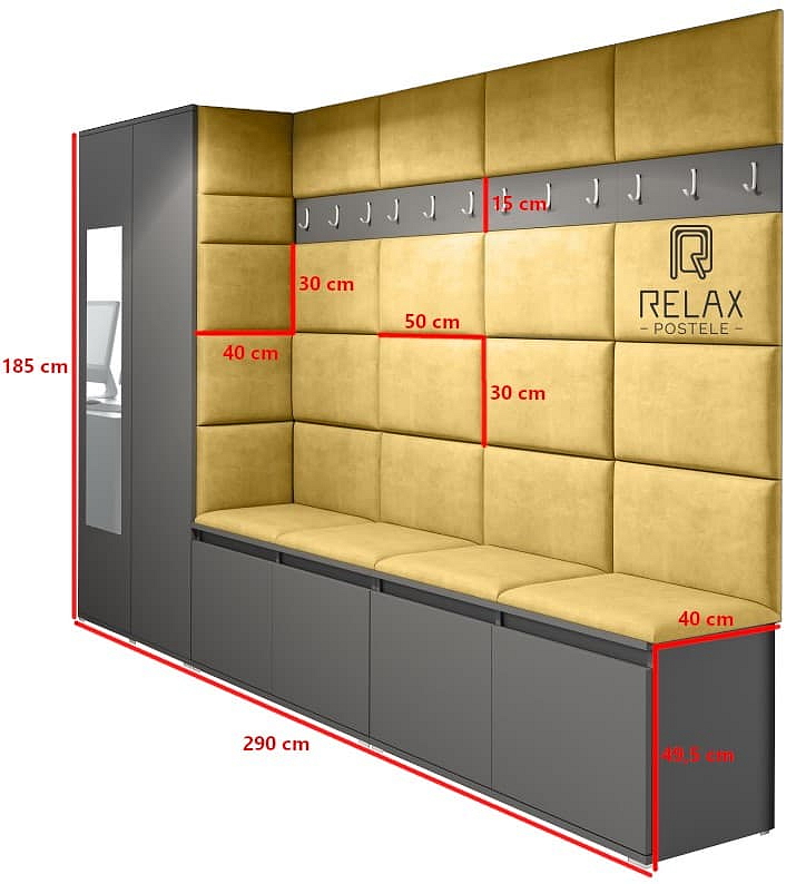 Předsíňová stěna Emi 9 - grafit