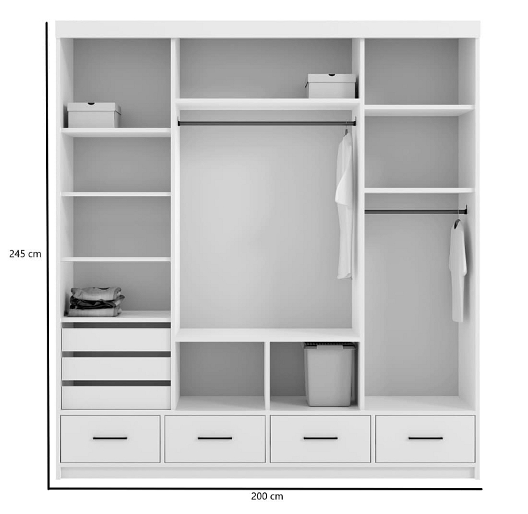 Šatní skříň s posuvnými dveřmi 200 cm - Lopez