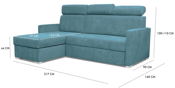 Rozkládací sedací souprava do L - Hugo mini - šedá