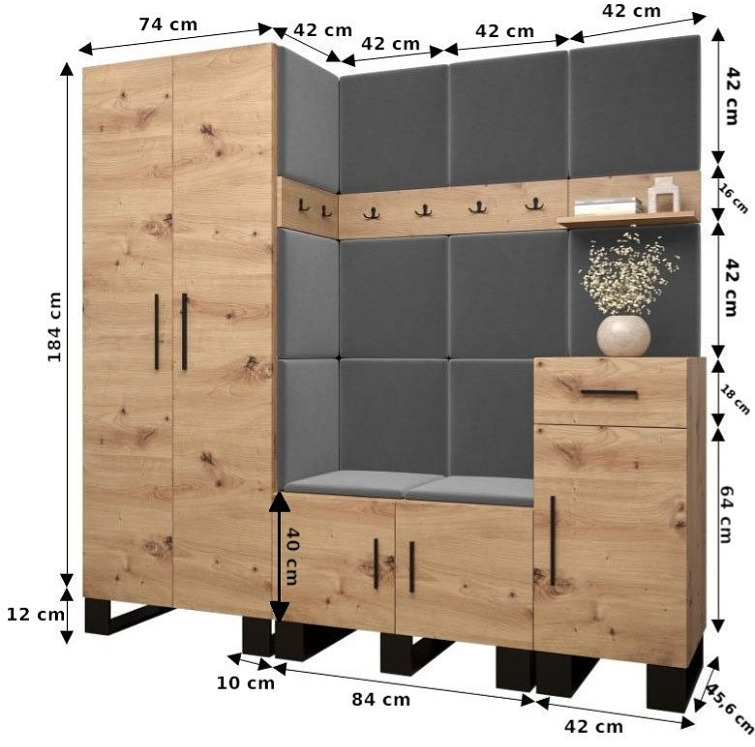 Předsíňová stěna Artin 1 - dub Artisan