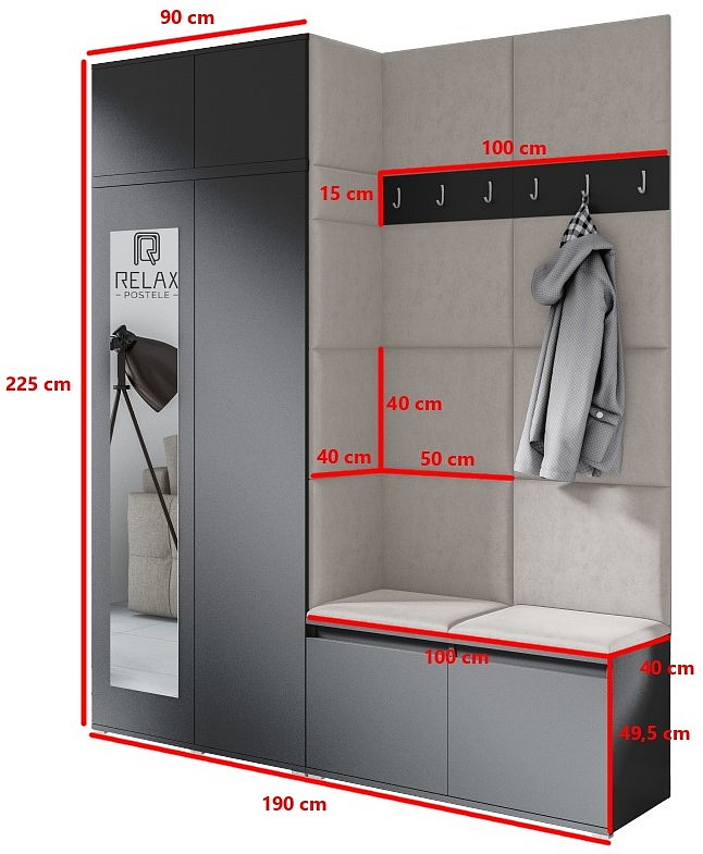 Předsíňová stěna Emi 19 - grafit