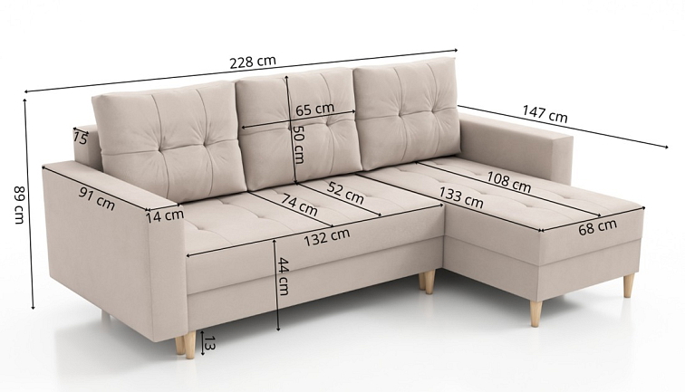 Rozkládací sedací souprava do L Scandi - Monolith 92