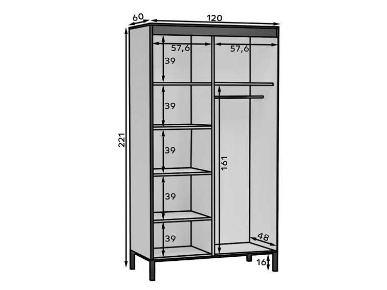 Šatní skříň s posuvnými dveřmi Brig - 120 cm