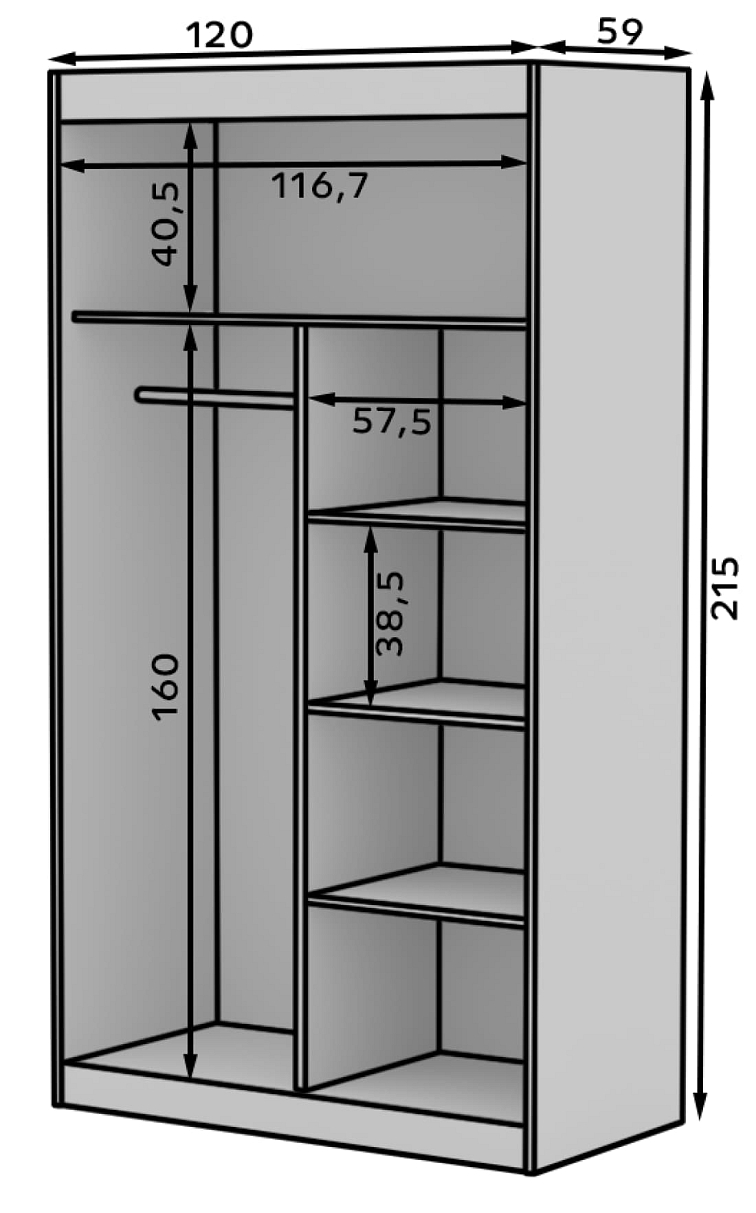 Šatní skříň s posuvnými dveřmi Esti - 120 cm