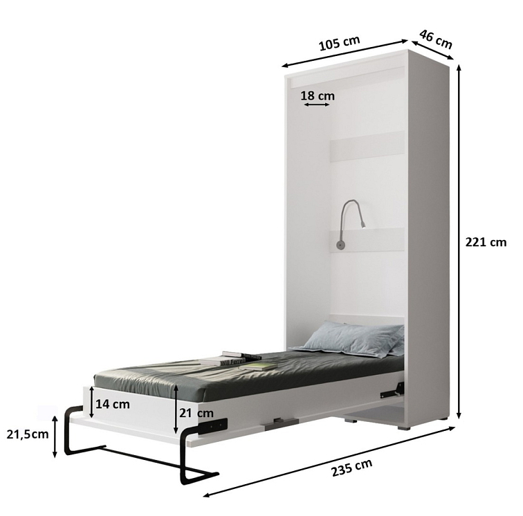 Sklápěcí postel Home vysoká - 90x200