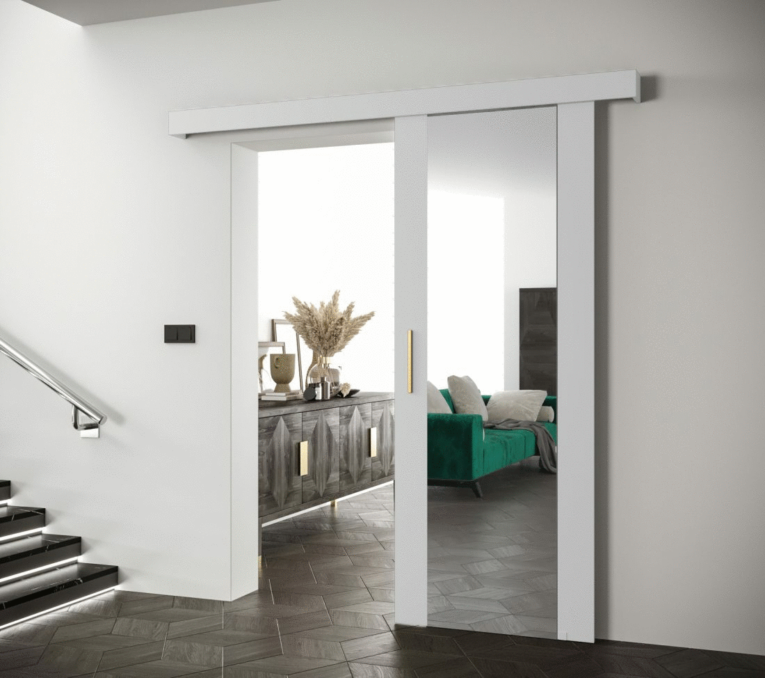 Bílé posuvné dveře se zrcadlem Salwador II - 80 cm