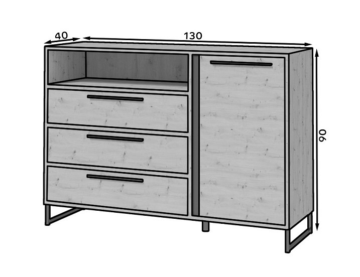 Komoda Aria 1D3S - dub Artisan