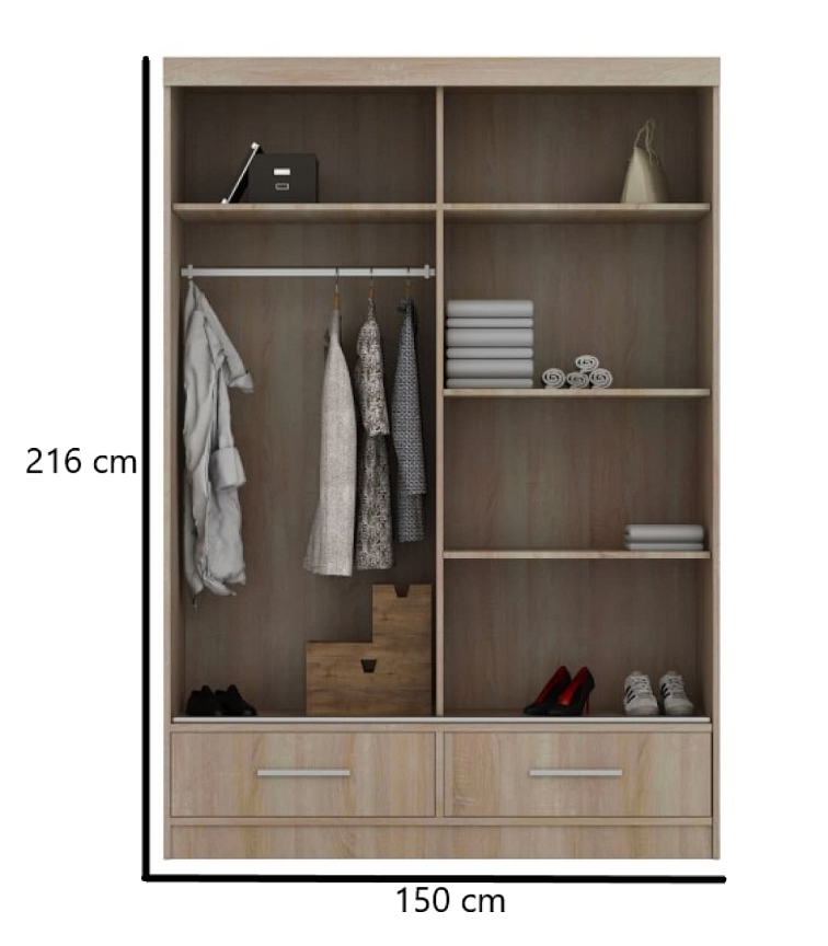 Šatní skříň s posuvnými dveřmi 150 cm - Margo