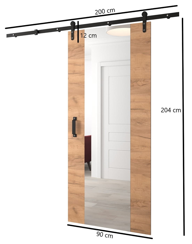Posuvné dveře se zrcadlem Loftiko II - 90 cm
