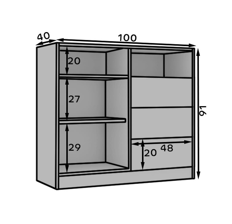 Komoda 100 cm Atson - dub/černá