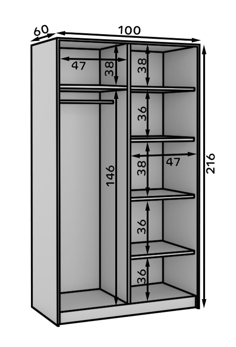 Šatní skříň s posuvnými dveřmi Karyl - 100 cm