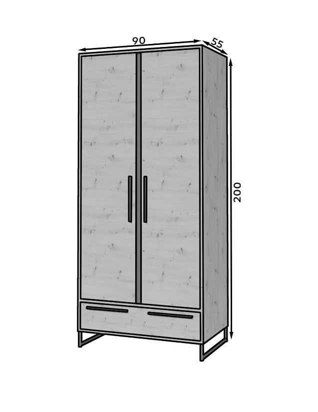 Šatní skříň Aria 2D1S - dub Artisan