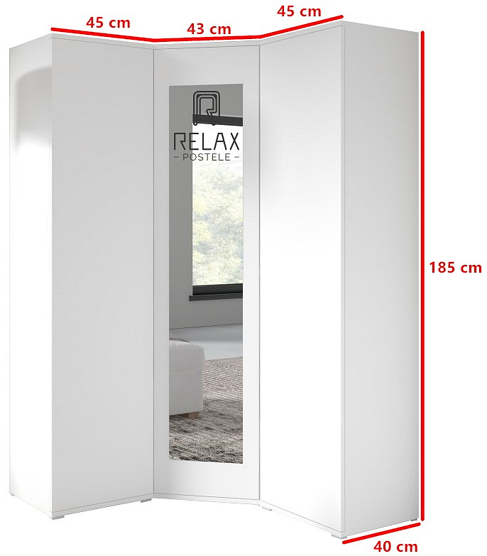 Rohová skříň Emi 40 - bílá