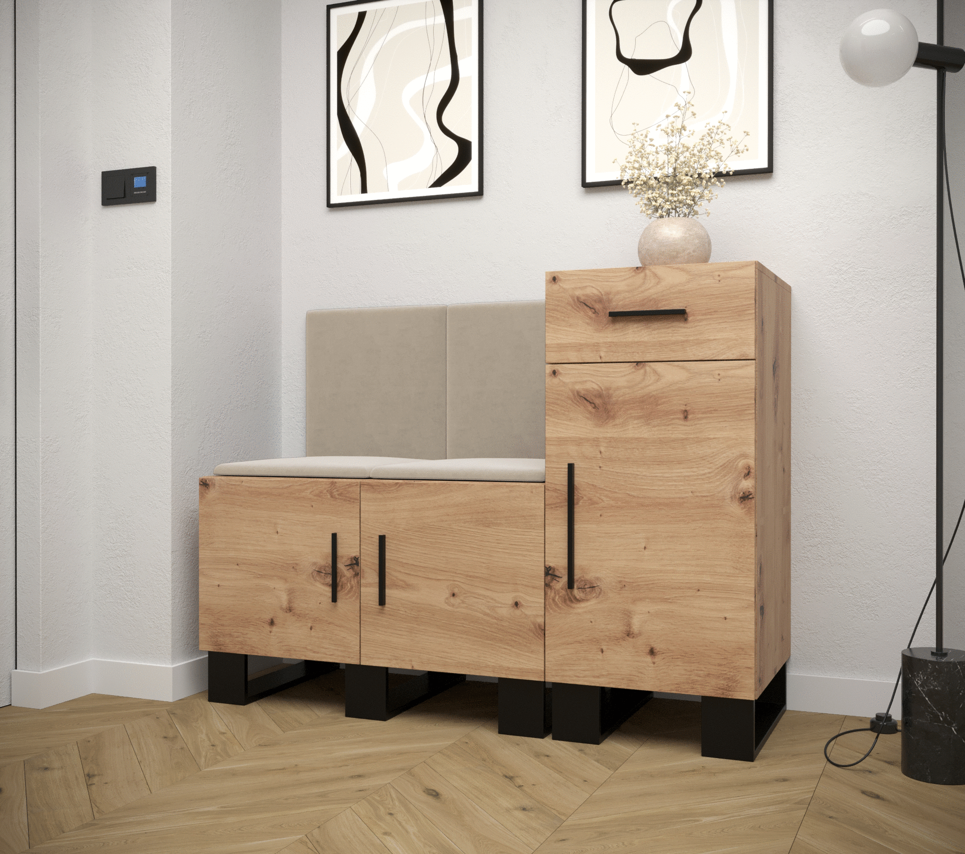 Botník s komodou Artin 18 - dub Artisan