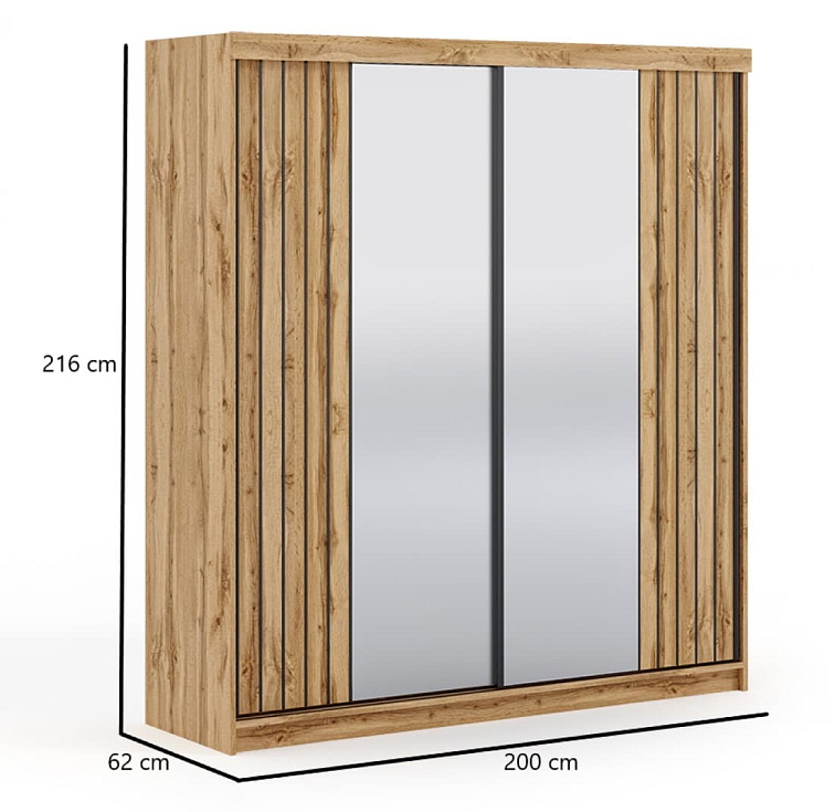Šatní skříň s posuvnými dveřmi 200 cm - Molli
