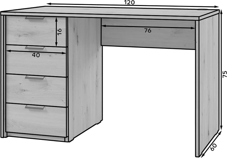 Psací stůl Barold 120 cm - Bílá