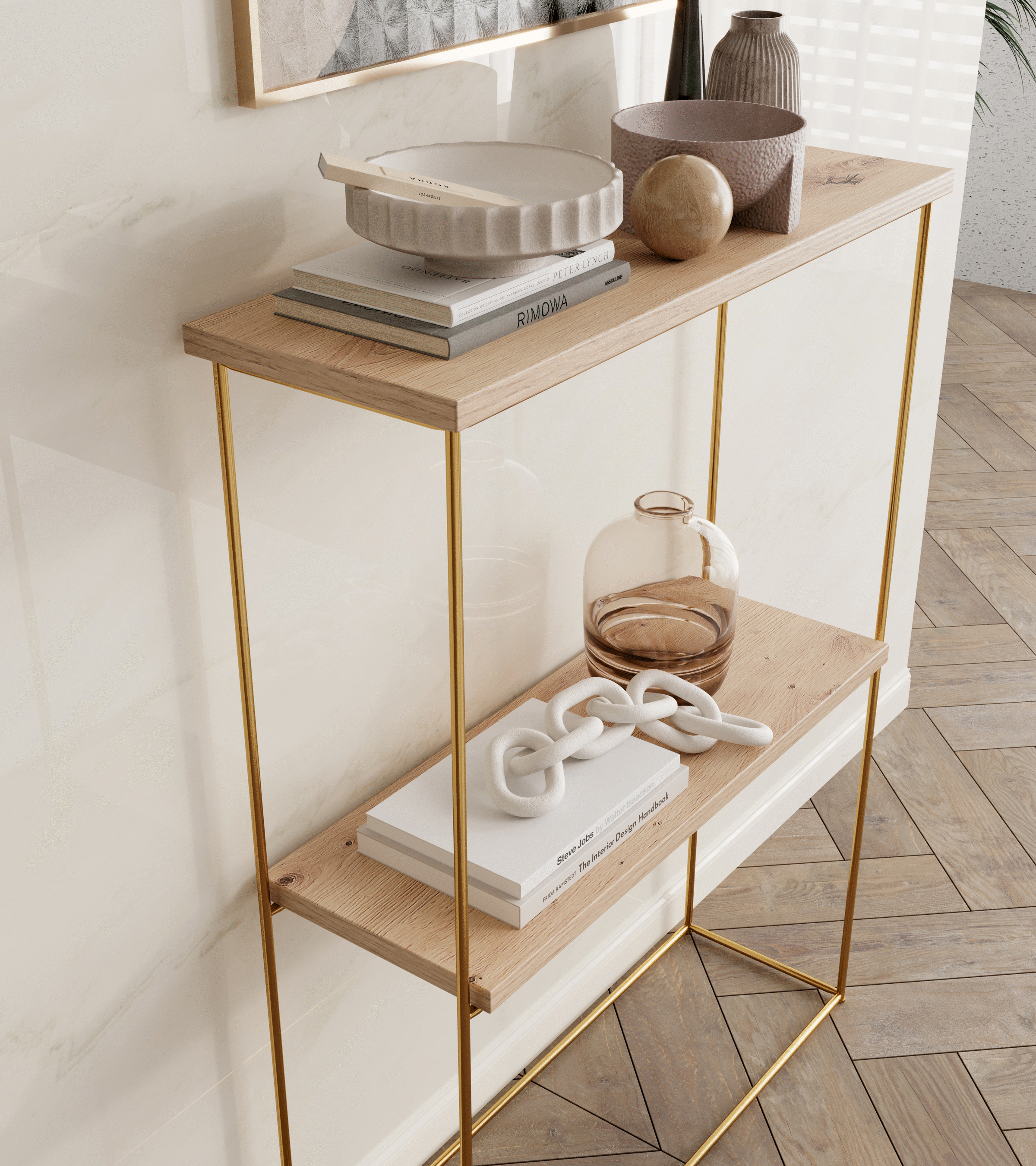 Policový regál Velo - zlatý