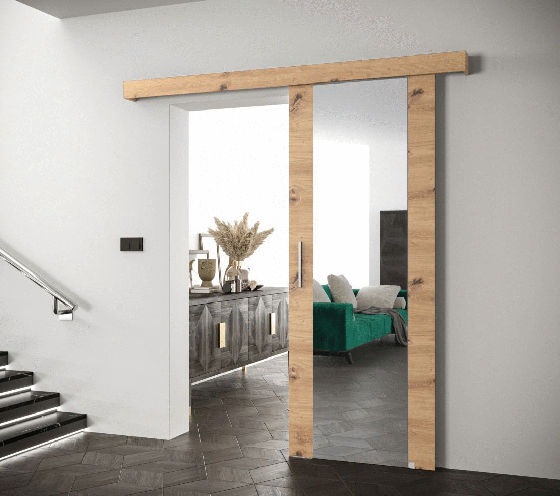 Posuvné dveře se zrcadlem Salwador II 90 cm - dub Artisan