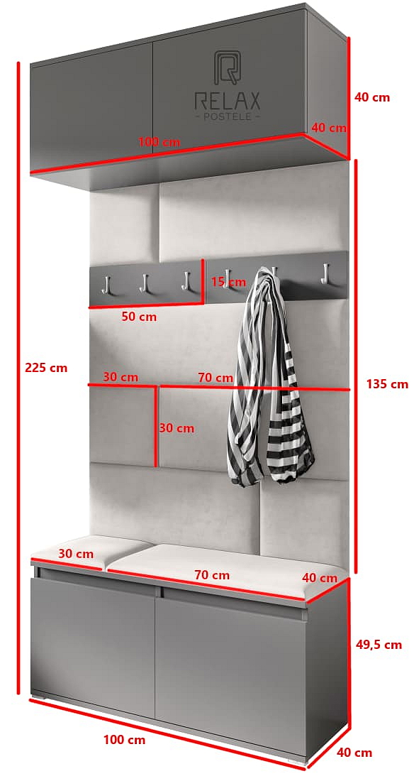 Předsíňová stěna Emi 23 - grafit
