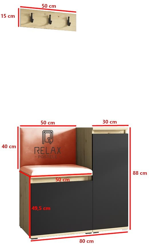 Předsíňová stěna Emi 30 - dub/černá