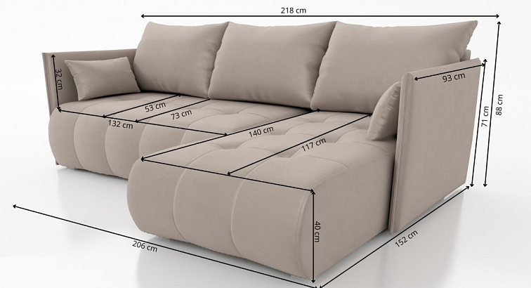 Rozkládací sedací souprava do L Nessa - Monolith 48