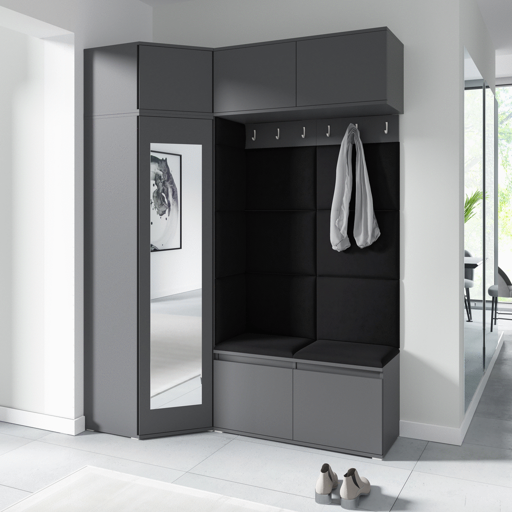 Rohová předsíňová stěna Emi 38 - grafit