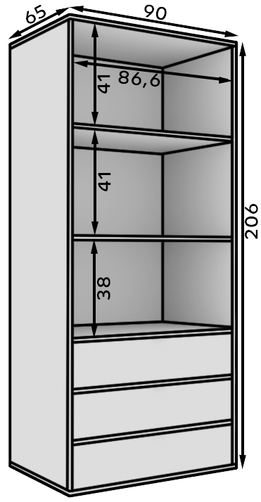 Šatní skříň se zrcadlem 90 cm - Vera