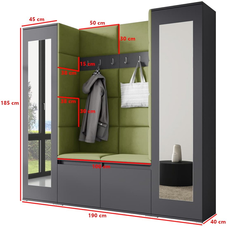 Předsíňová stěna Emi 31 - grafit