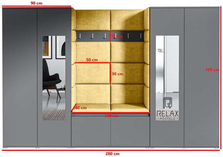 Předsíňová stěna Emi 10 - grafit