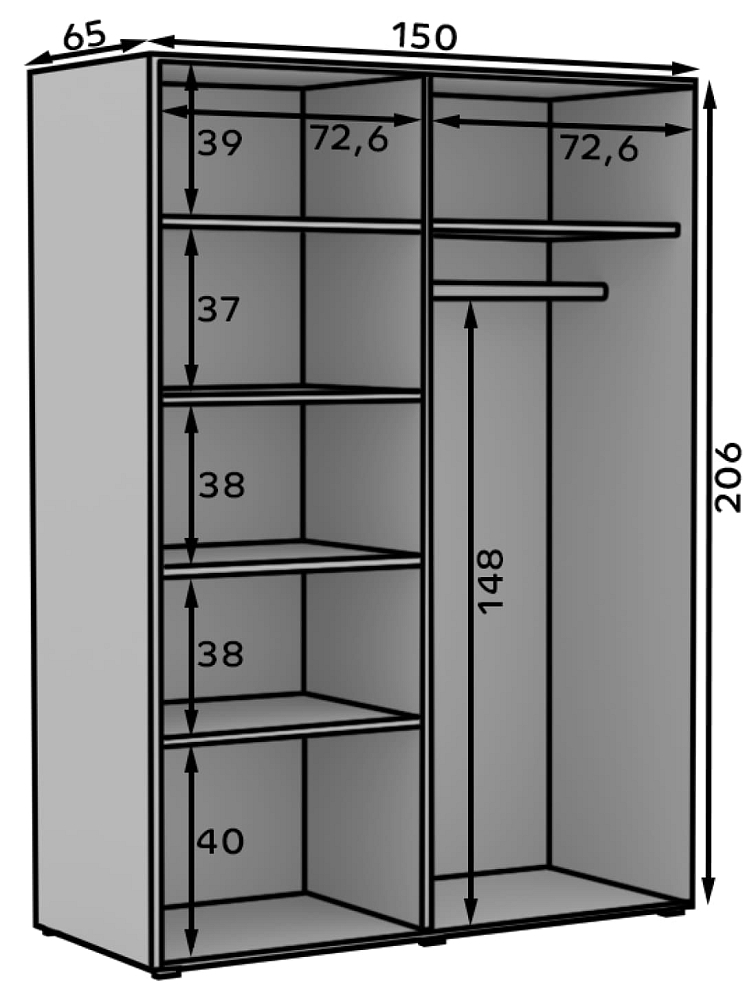 Bílá šatní skříň se zrcadlem Osma - 150 cm