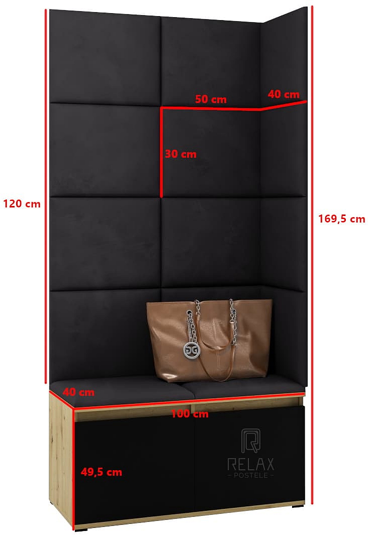 Předsíňová stěna Emi 2 - dub/černá