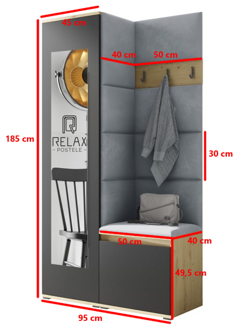 Předsíňová stěna Emi 13 - dub/černá