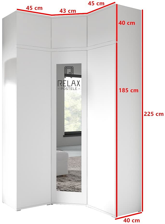 Rohová skříň Emi 41 - bílá