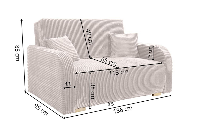 Malá rozkládací pohovka Lili 2 - Světle šedá 90