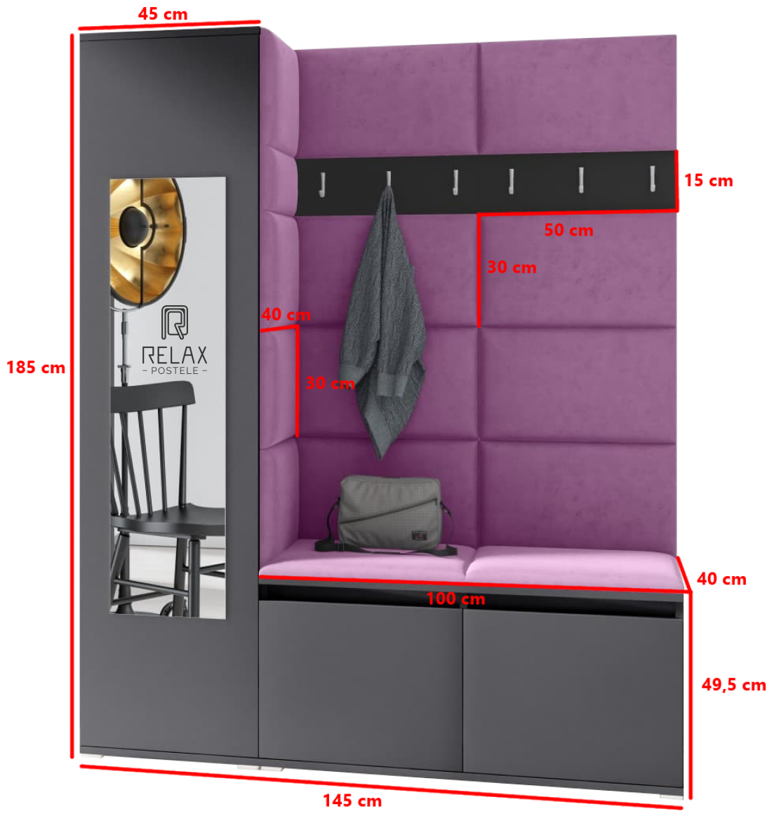 Předsíňová stěna Emi 14 - grafit