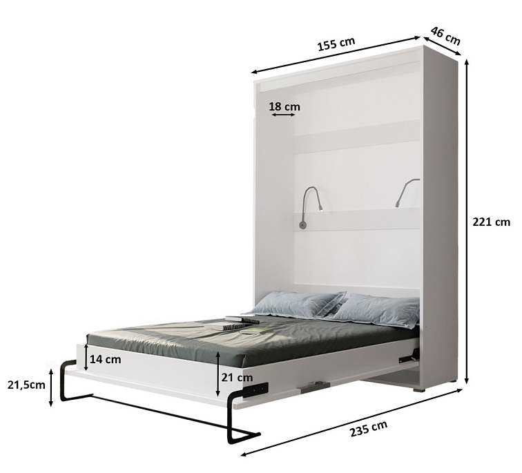 Sklápěcí postel Home vysoká - 140x200