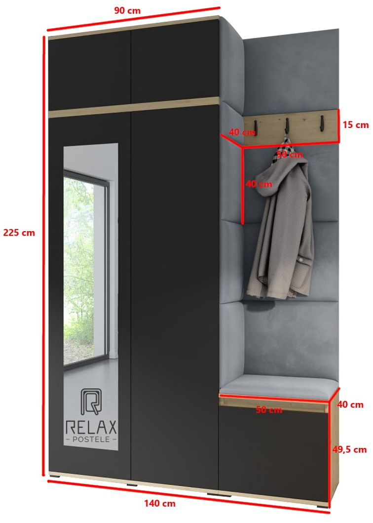 Předsíňová stěna Emi 20 - dub/černá