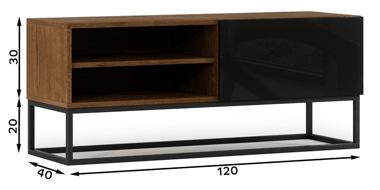 Moderní televizní stolek Avorio - černý