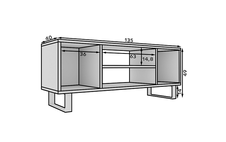 Televizní stolek Lofter 135 cm - dub Craft/černá