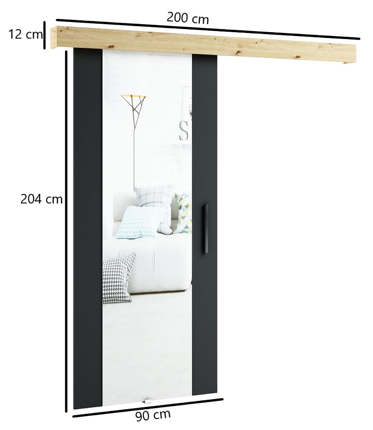 Posuvné dveře se zrcadlem London II - 90 cm