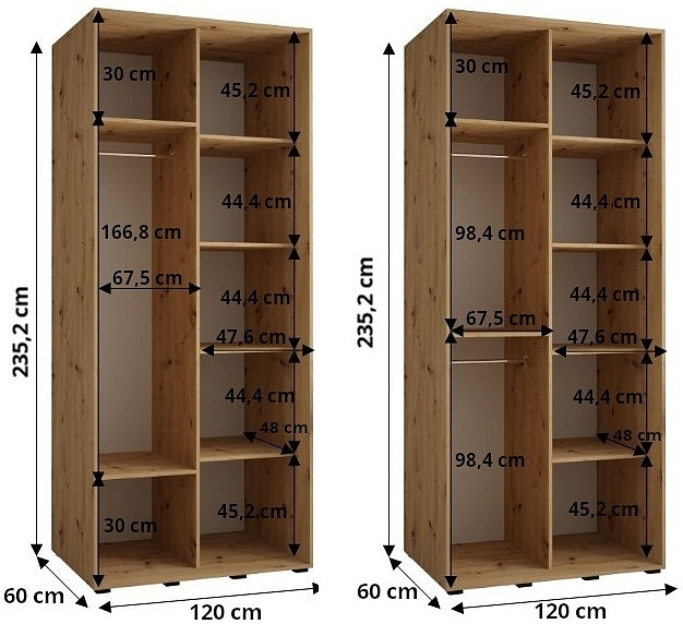 Šatní skříň s posuvnými dveřmi Lanko - 120 cm