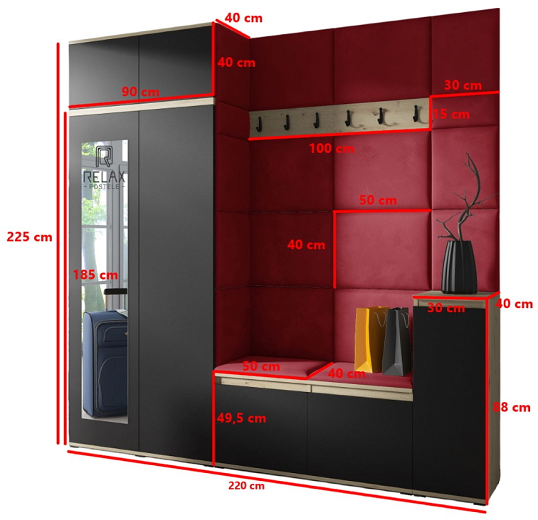 Předsíňová stěna Emi 26 - dub/černá