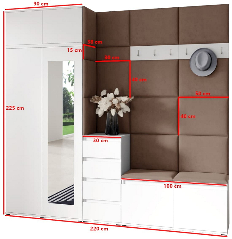 Předsíňová stěna Emi 33 - bílá