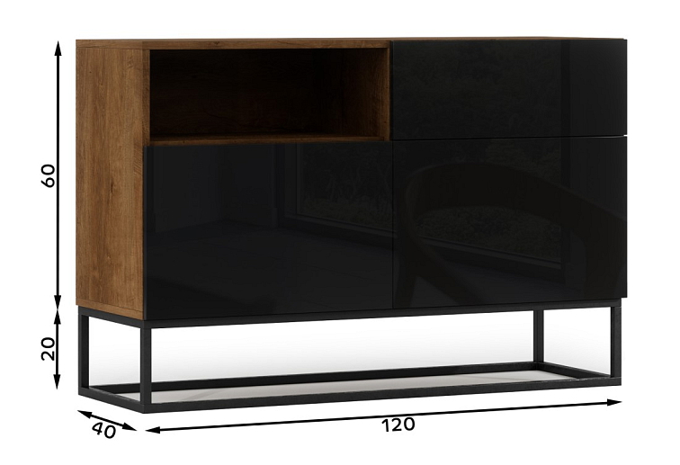 Moderní komoda Avorio 120 cm - černá