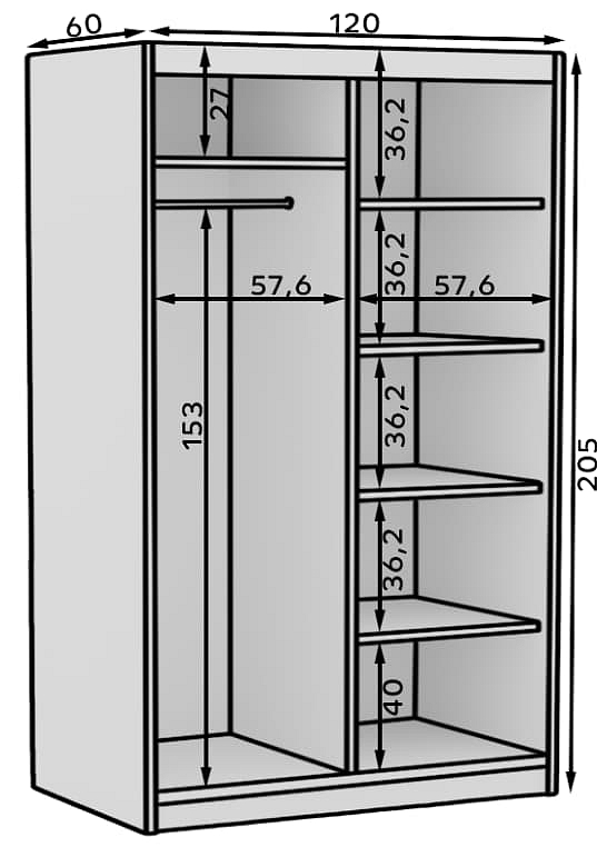 Šatní skříň s posuvnými dveřmi Delia - 120 cm