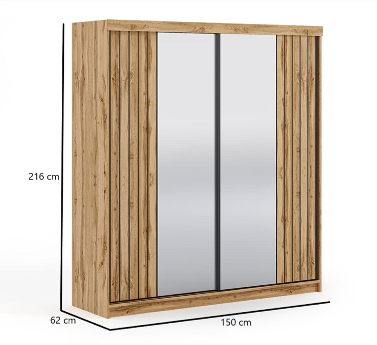 Šatní skříň s posuvnými dveřmi 150 cm - Molli